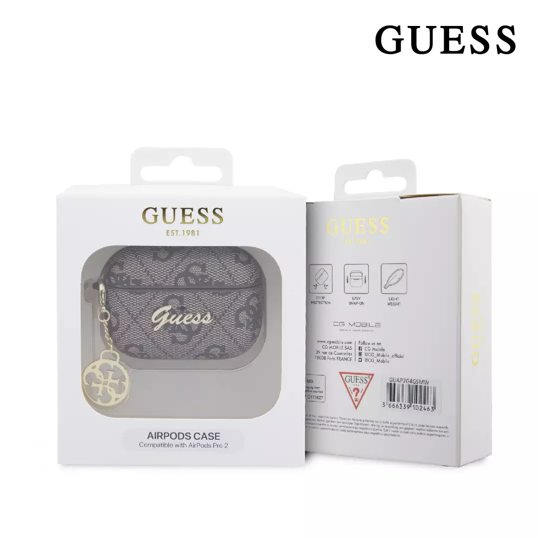 GUESS AirPods Case For AirPods 3 Hard Case Brown 4G Script Metal