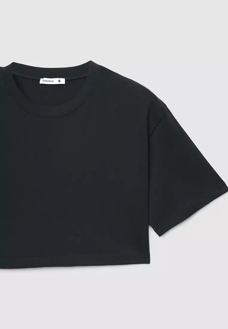 Solid Colour Crop Top T-Shirt