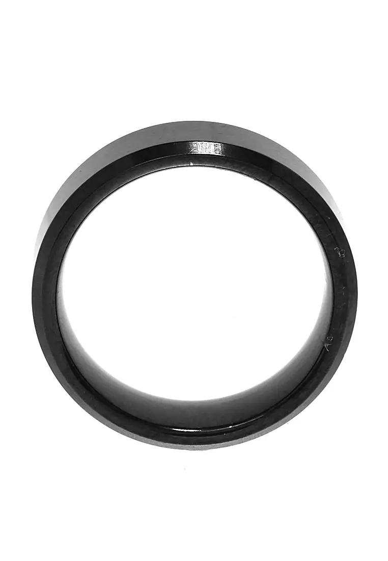 Cincin Titanium Hitam Motif Polos Aksesoris Unisex Design Elegant Premium Quality - Hitam