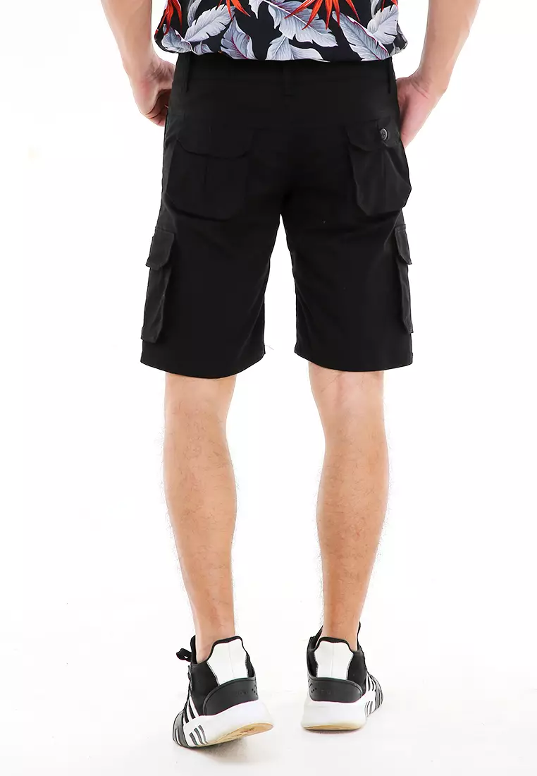 Rishham Short Pants Cargo Casual  Pria Many Pockets Adventure Material Cotton ORIGINAL - Black