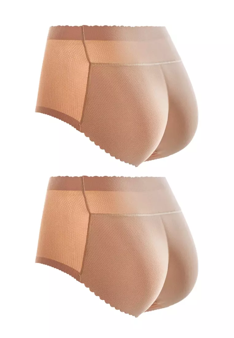 2 Pack Kalene Butt Lifter Mid Rise Panties Seamless Padded Underwear Hip  Pads Enhancer Panty in Nude