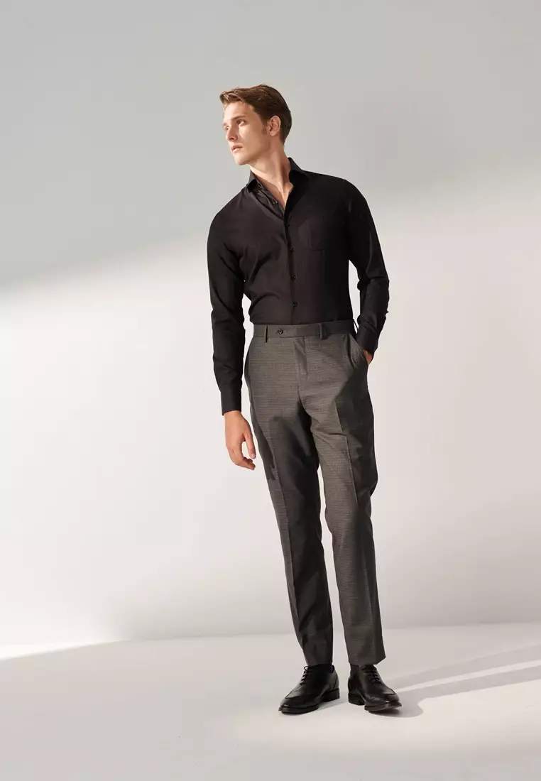 Black Textured Slim Fit Shirt