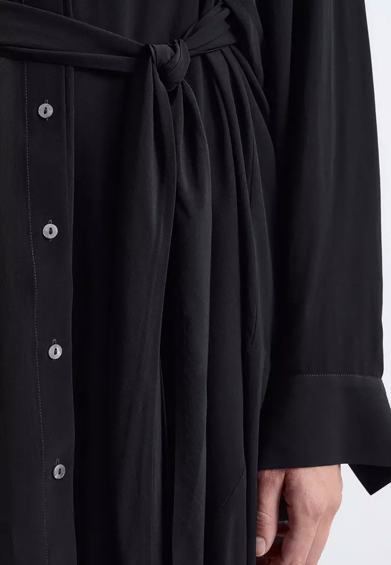 綁帶細節中長連身裙