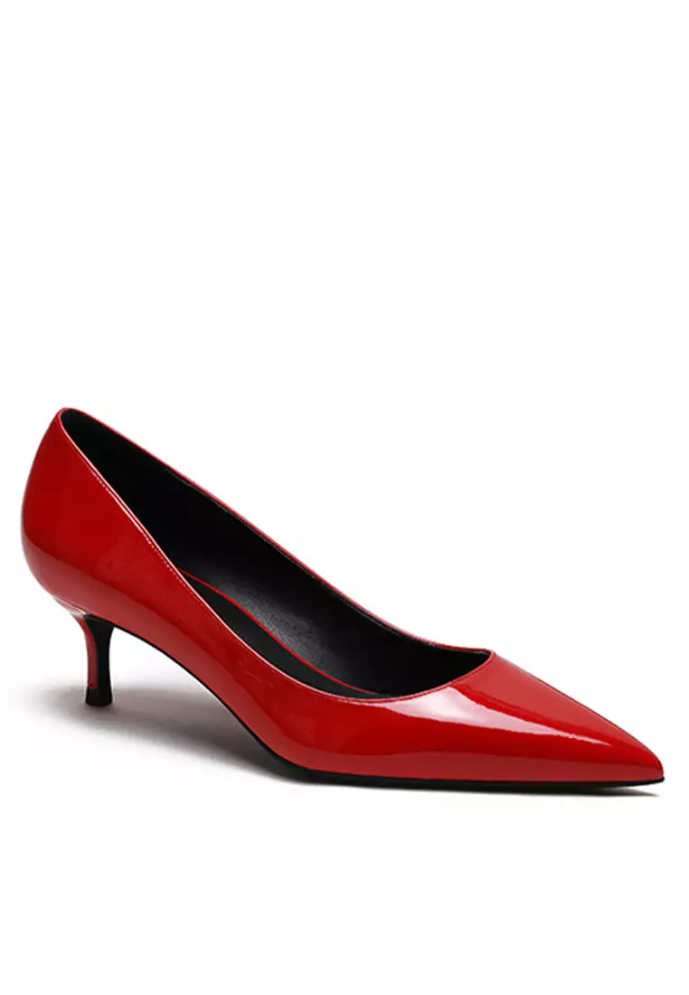 5CM Patent Pointed Mid Heel Shoes HZL150