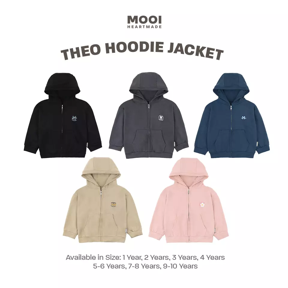 Mooi Atasan Hoodie Panjang Anak Theo Hoodie Jacket - Dark Grey V.1