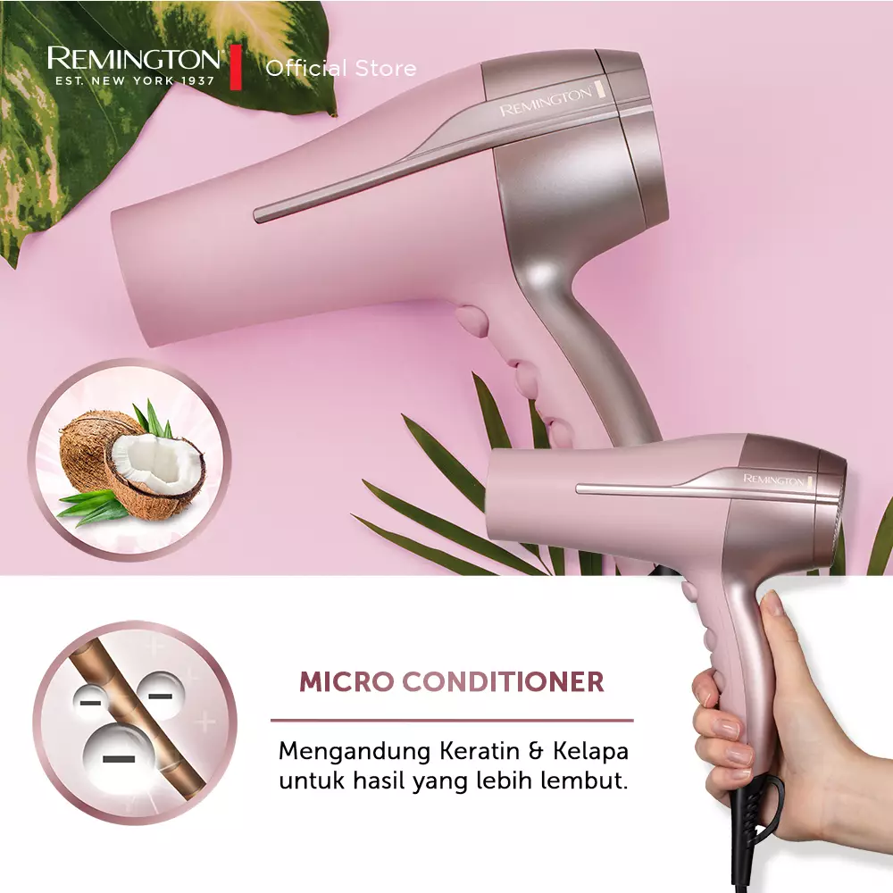 Remington Hairdryer / Pengering Rambut Coconut Smooth D5901