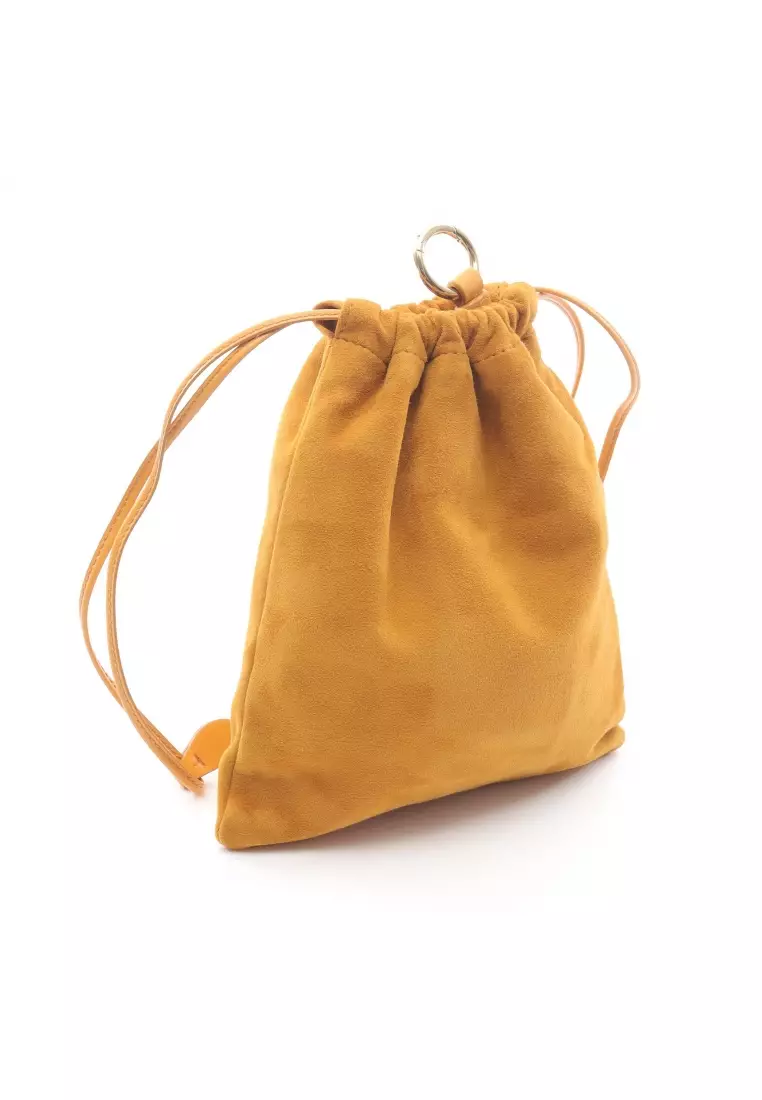 Pre-Loved MIU MIU CAMOSCIO Pouch suede Yellow brown