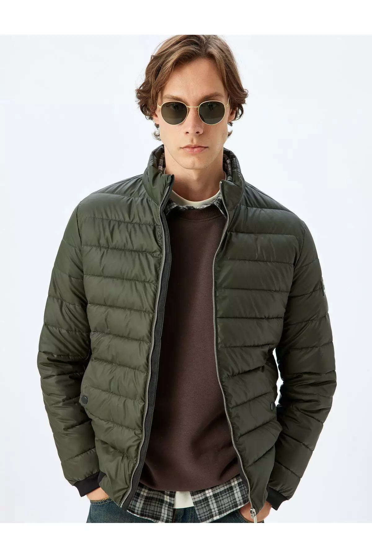 Latex Fabric Slim Fit Puffer Jacket