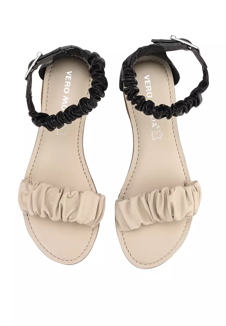 Ruched Leather Sandals