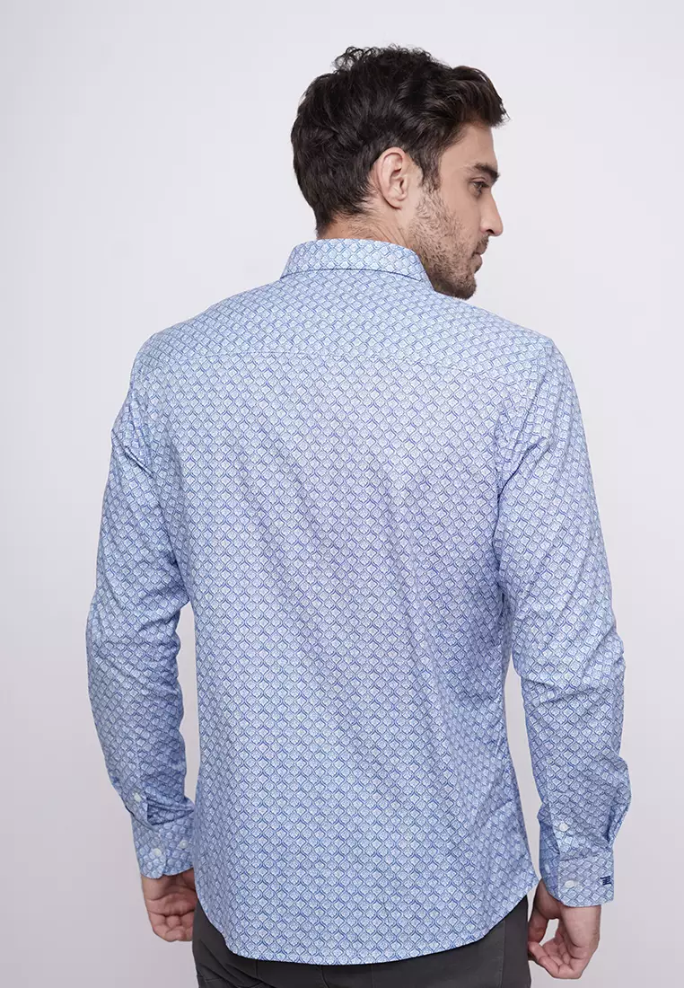 Johnwin - Kemeja Formal - Lengan Panjang - Biru - Regular Fit