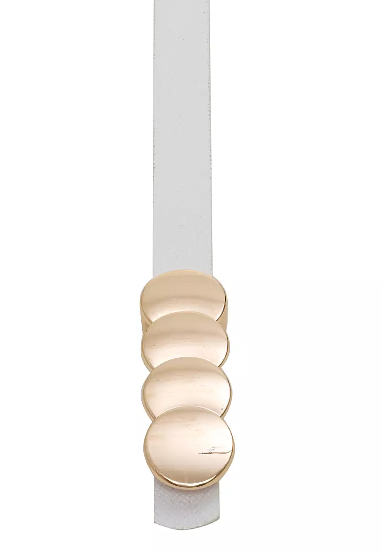 Fern Ikat Pinggang Gesper Wanita Stylish Casual Comfortable Material Leather Kulit ORIGINAL - White