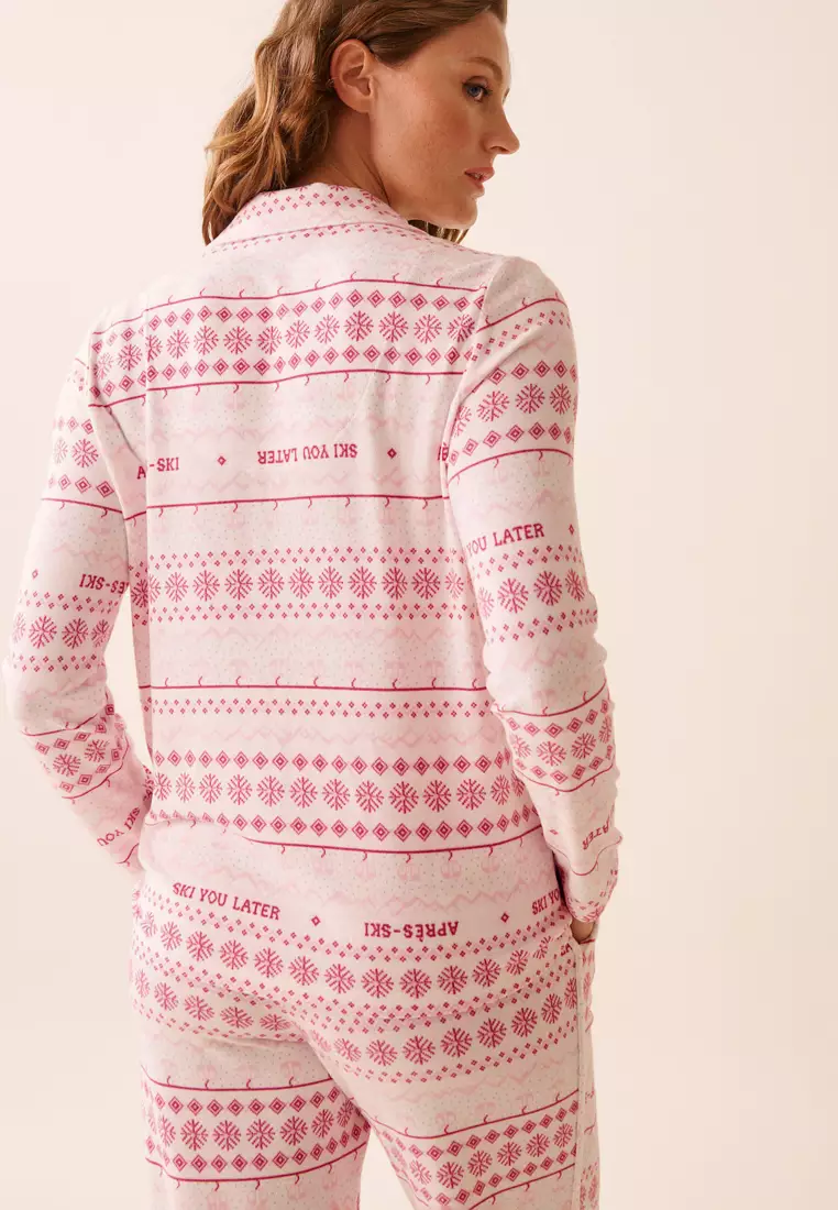 Pink Fair Isle Print Recycled Fibers Button-down Shirt