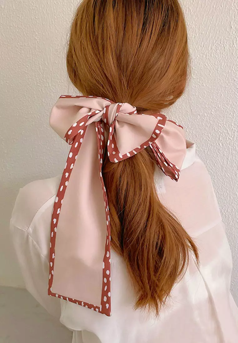 Aksesoris Wanita Solid Colour Twilly Skinny Multi purpose Scarf Wanita Peach