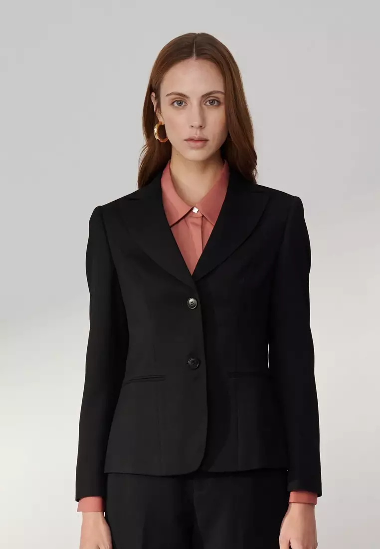 Black Textured Wide Peak Lapel Suit