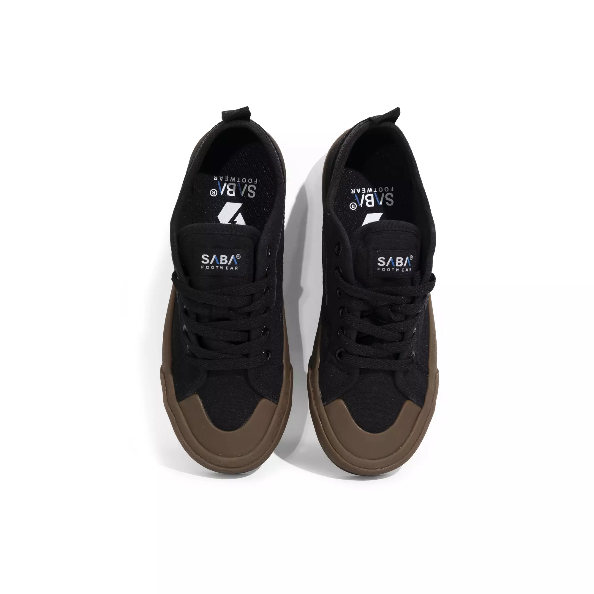 SABA Veron All Black Dark Gum - Sepatu Sneakers Casual Pria Wanita