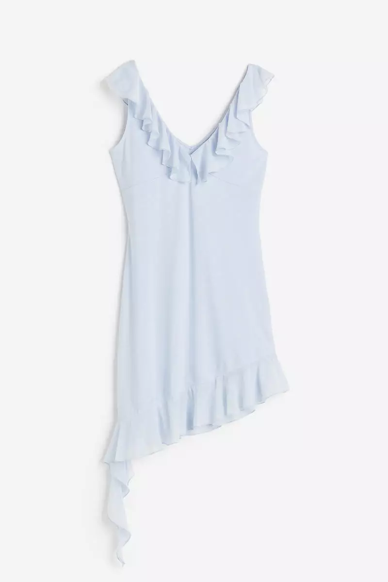 Flounce-trimmed mesh dress