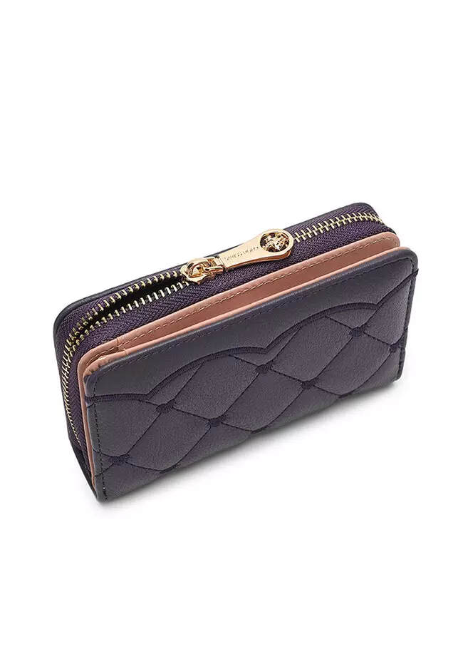Women's Quilted Short Purse / Wallet - Purple