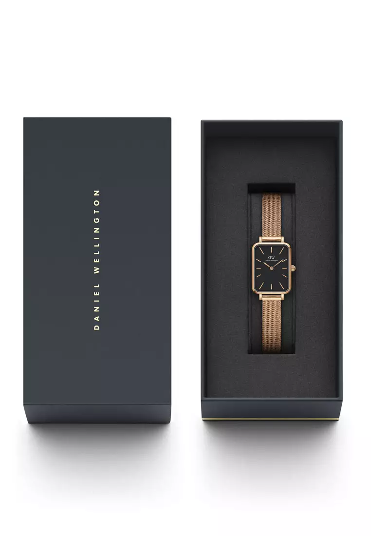 Quadro Melrose 20x26mm Rose Gold Watch Black dial Mesh strap Rose Gold Female watch Ladies watch Watch for women DW