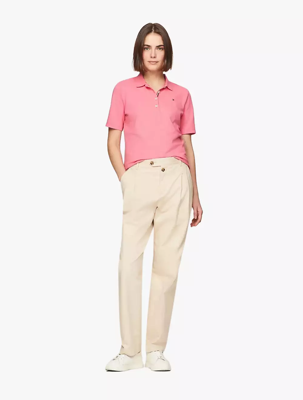 TOMMY HILFIGER - SOLID STRETCH COTTON POLO - PINK - PINK