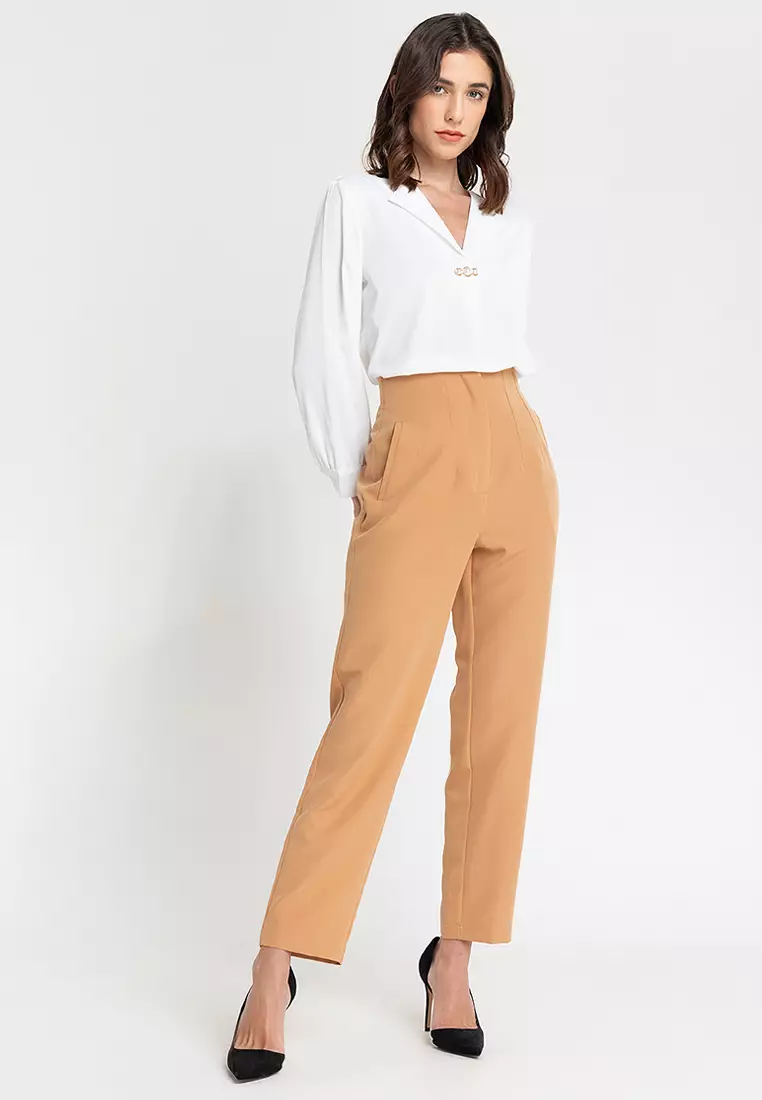 Buy BADOMODA Cael High Dart Waist Tapered Pants 2023 Online | ZALORA ...