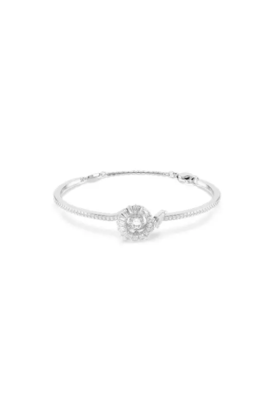 Snake Bangle, Mixed Cuts, Year of the Snake, White, Rhodium Plated