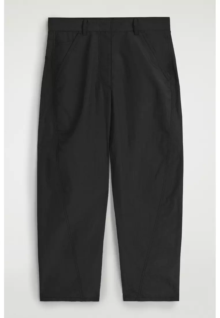 NYLON BARREL-LEG TROUSERS