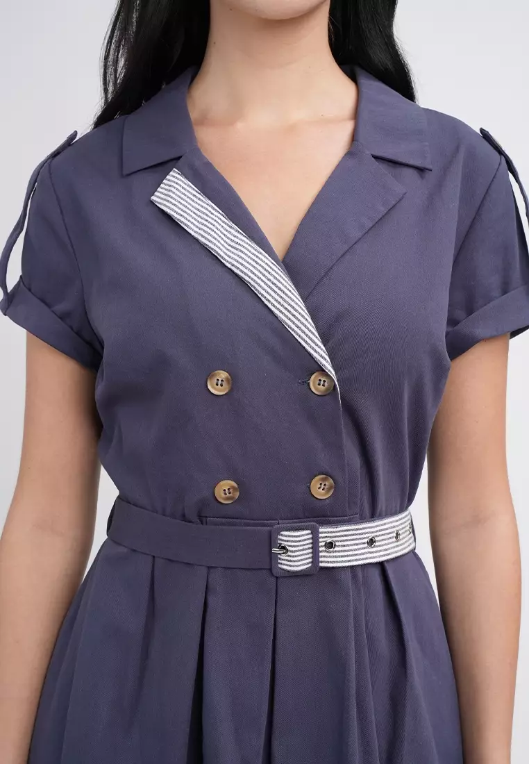 Maxine Button-Down Belted Midi A-Line Dress