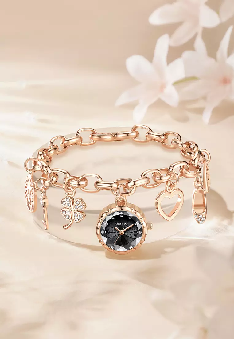 Jam Tangan Wanita Gelang Anti Air Original Mewah Elegan Korea Jam Tangan Cewek Kecil rosegold