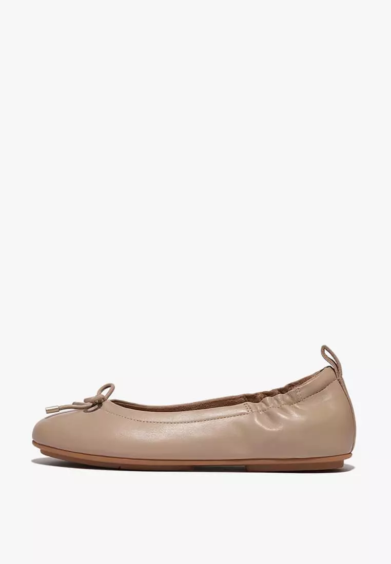 Discount on Fitflop  shoes - SKU: Fitflop Allegro Women's Bow Leather Ballerinas - Latte Beige