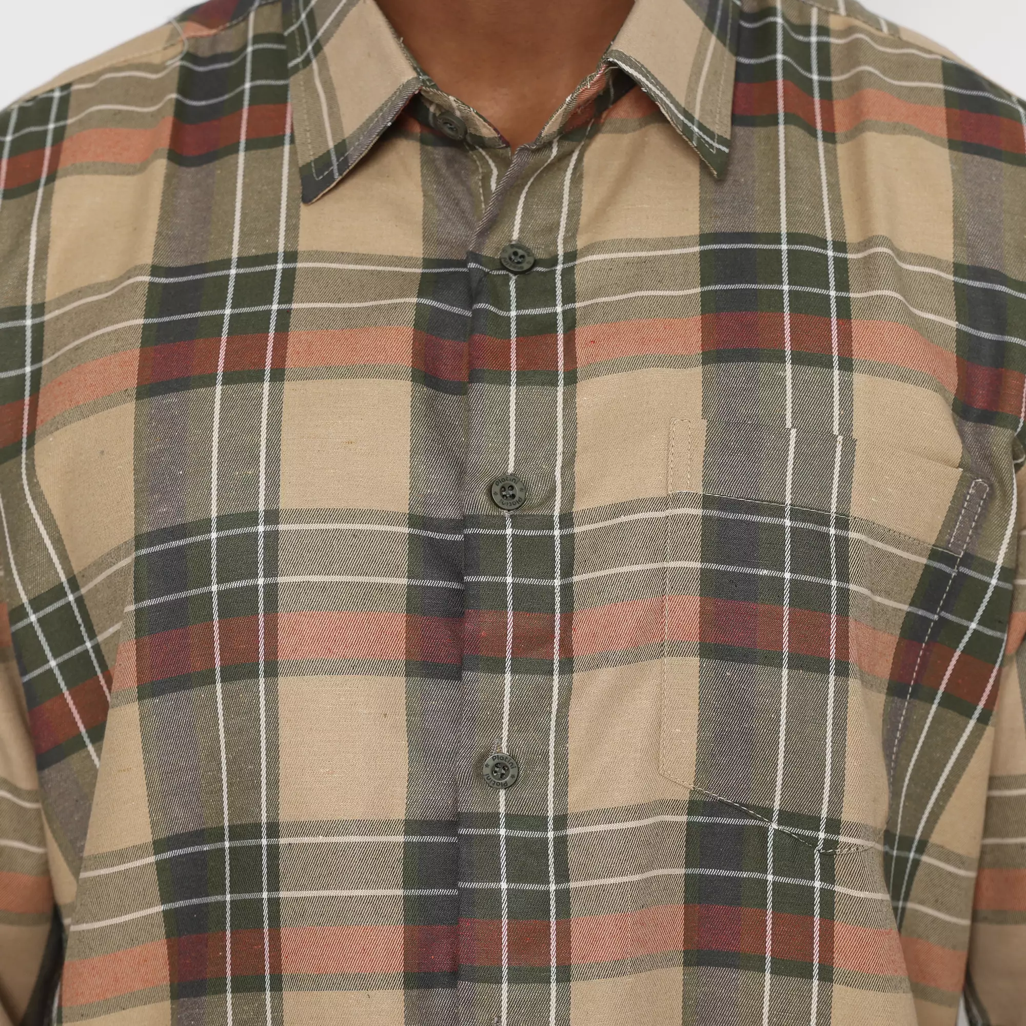 Platini Kemeja Kotak Pria Panjang Coklat 76352