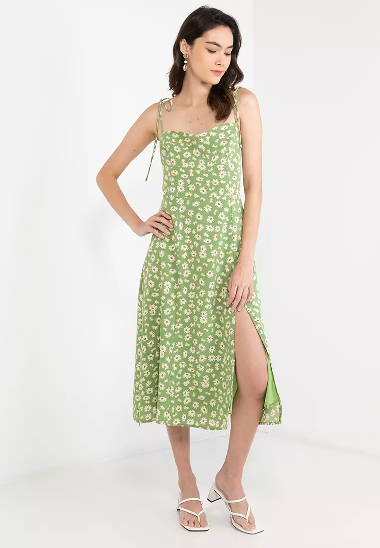 floral print dress with slit