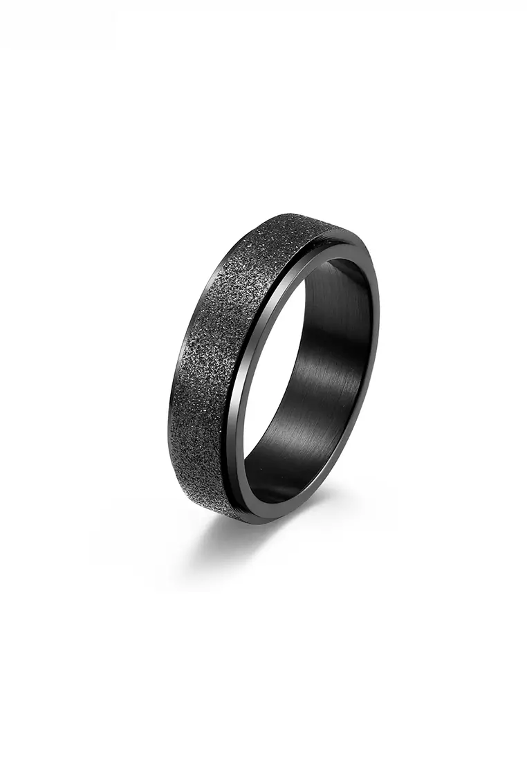 6mm Rotatable Matte Texture Titanium Steel Ring JW QF-JZ116