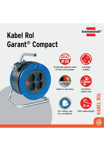 Brennenstuhl Brennenstuhl Kabel Rol Garant Compact 15m - 1079180004 55C67ES72F0E2EGS_1