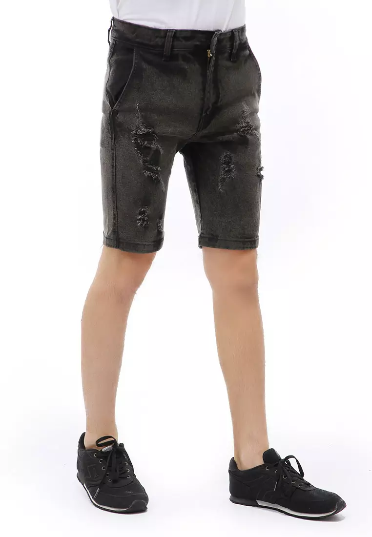 Rishham Short Pants Ripped Jeans Celana Pendek Pria Material Denim ORIGINAL
