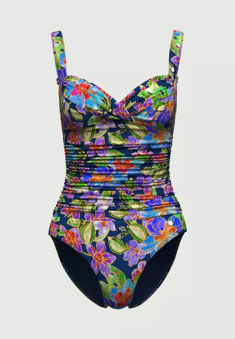 Tropadelic Island Navy Cross Front Onepiece