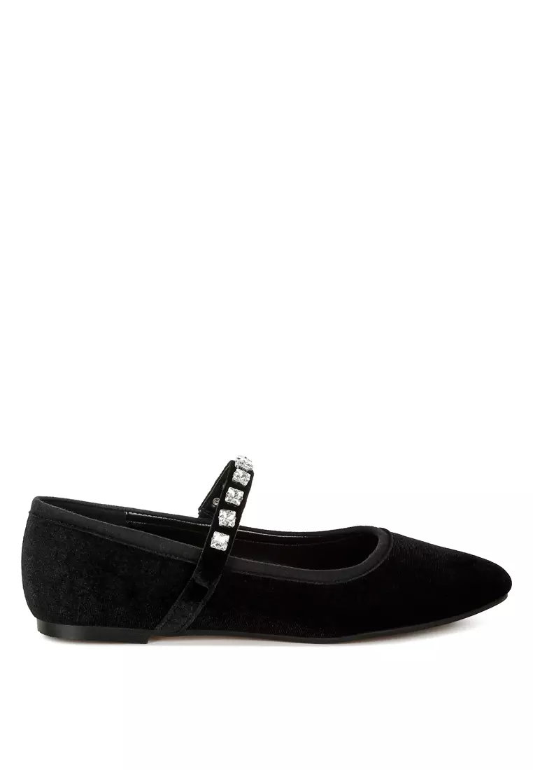 Discount on Rag & CO.  shoes - SKU: Velvet Mary Jane Ballerinas in Black