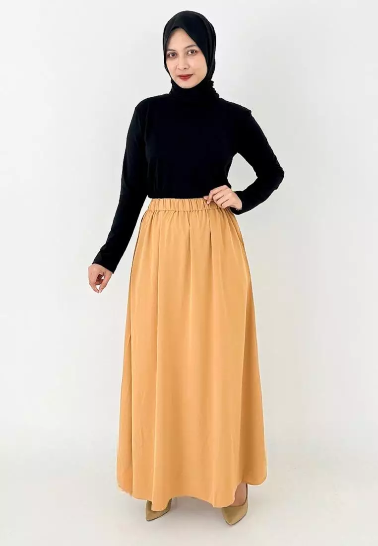 Sarah Skirt - Rok Basic A-Line (Coklat Muda)