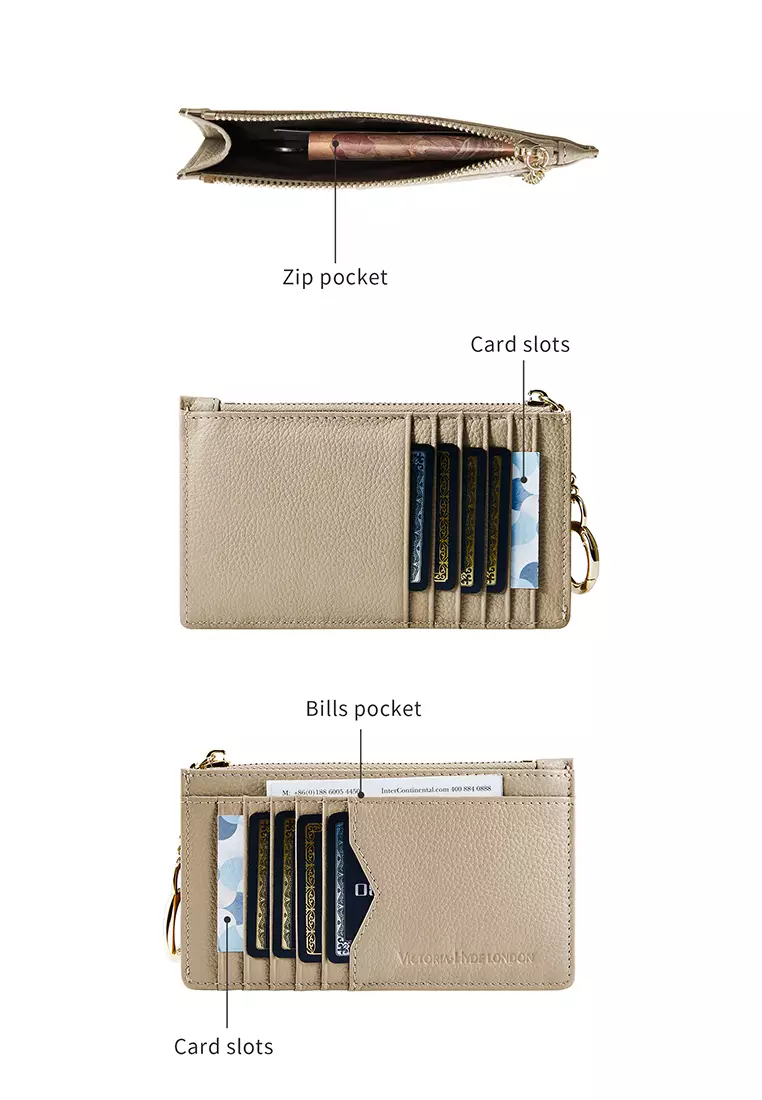 Amilie 卡包 真皮环扣小号拉链卡包 10+卡位-裸色