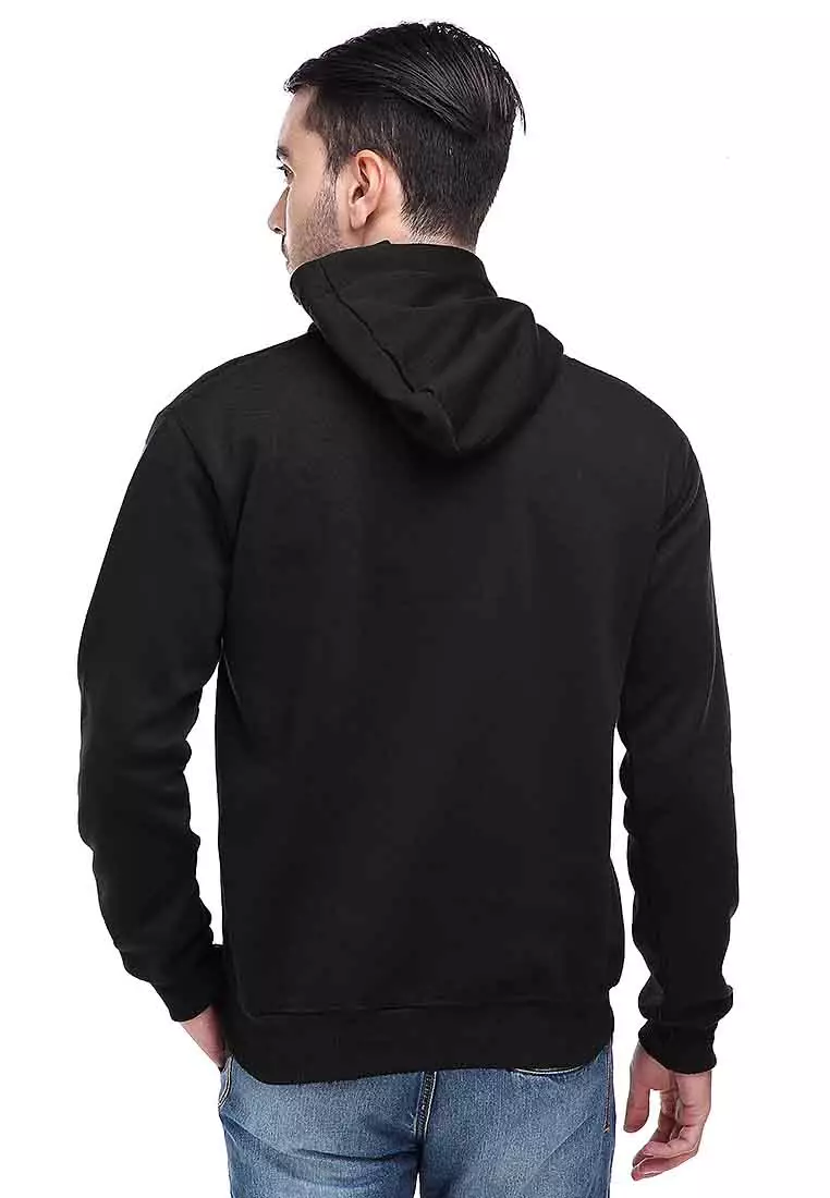 Clover Jaket Hoodie Sweater Pria Chess Centre Casual Jacket Material Fleece ORIGINAL - Black