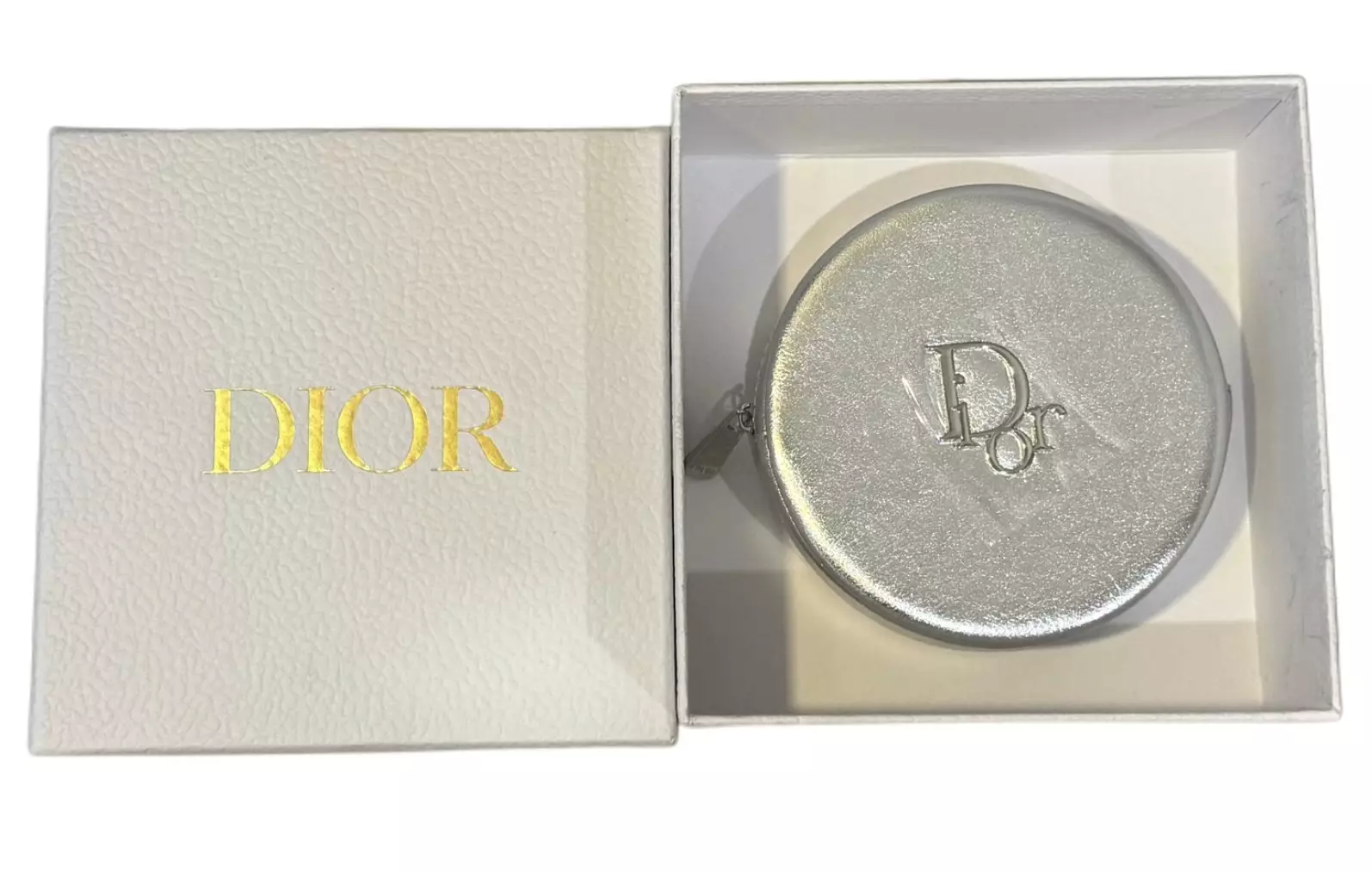 Dior Silver Round Vanity Pouch (with Dior Hardbox)