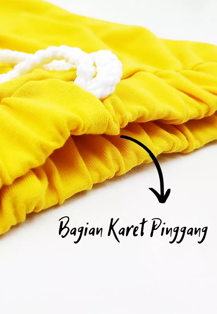 Wakakids Pakaian Bayi Anak Laki Laki Baju Motif Logo Dino Celana Jogger Usia 1 - 4 Tahun 3737 Kuning