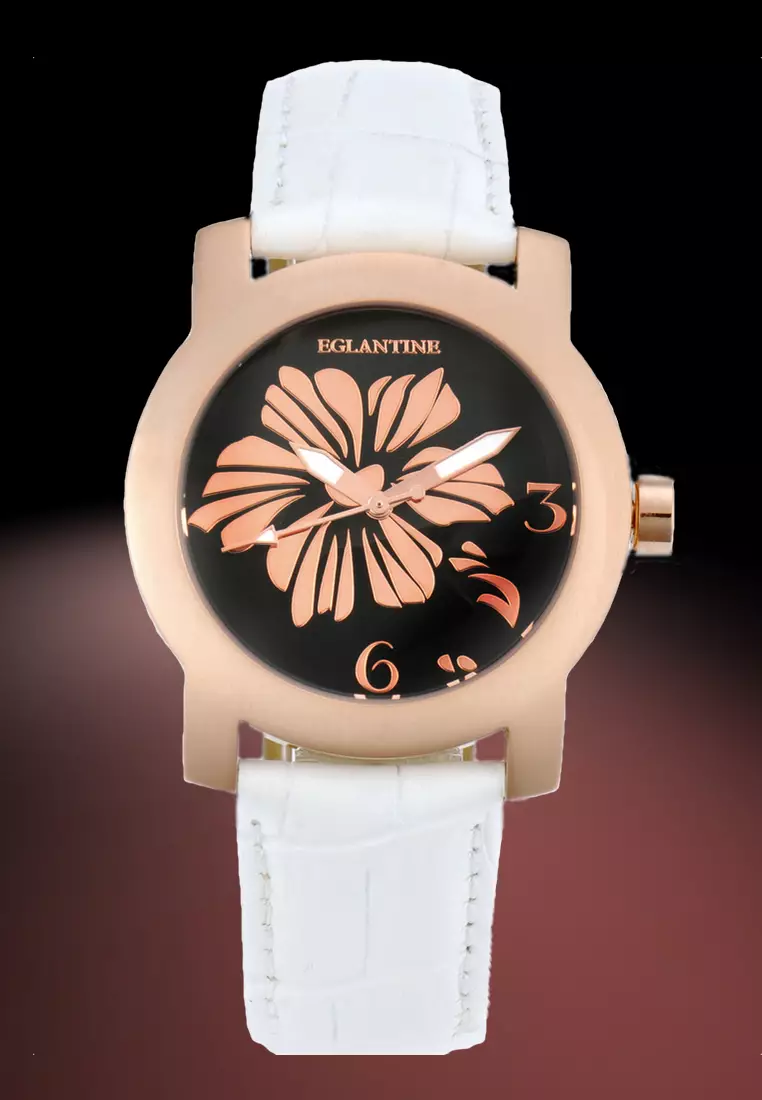Bauhinia Ladies Pink Gold Plated Steel Quartz Watch  on Leather Strap
