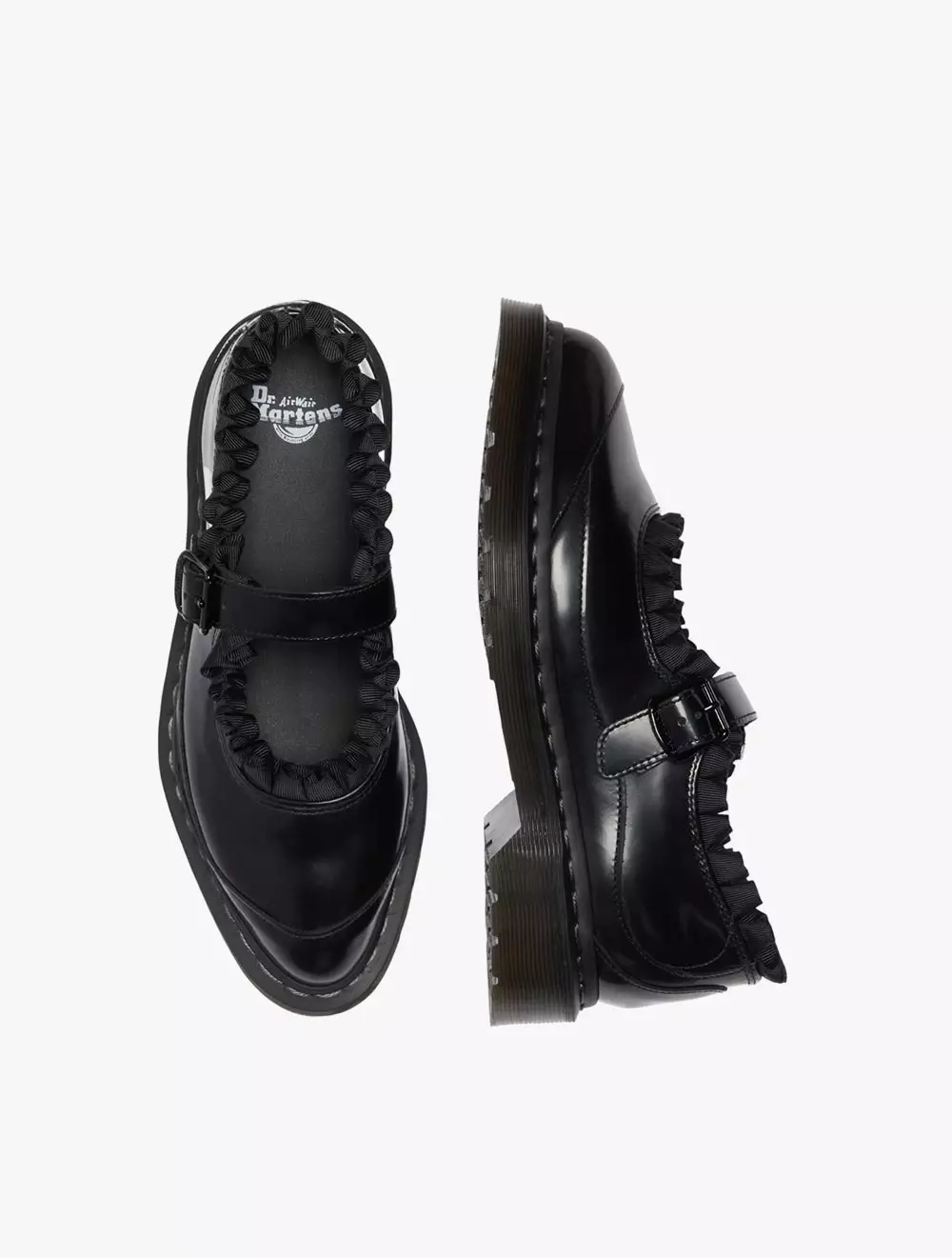Dr. Martens Elphie MJ Frill Black Polished Smooth