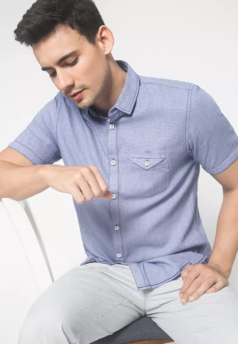 LGS - Kemeja Casual - Full Motif - Ungu - Slim Fit