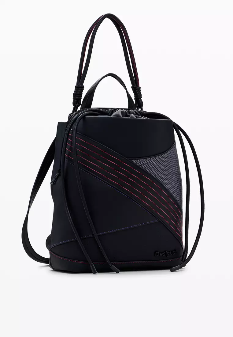 Faux leather effect backpack with contrasts M