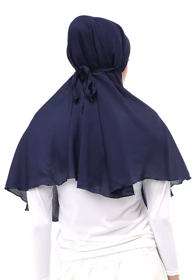 Anisa Jilbab Khimar Muslimah Polos Tali Berbo Regular Fit - Navy
