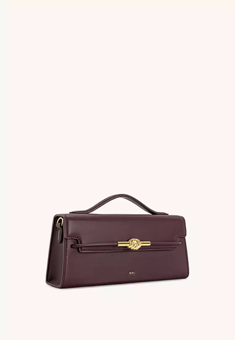Lena Metal Rope Knot Top Handle Bag - Deep Claret