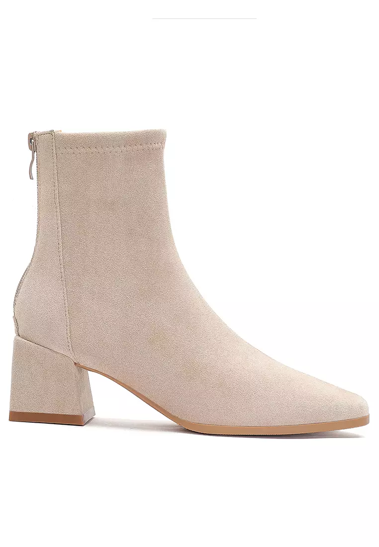 Discount on Twenty Eight Shoes  shoes - SKU: 5.5CM Square Toe Suede Fabric Ankle Boots 2156-3