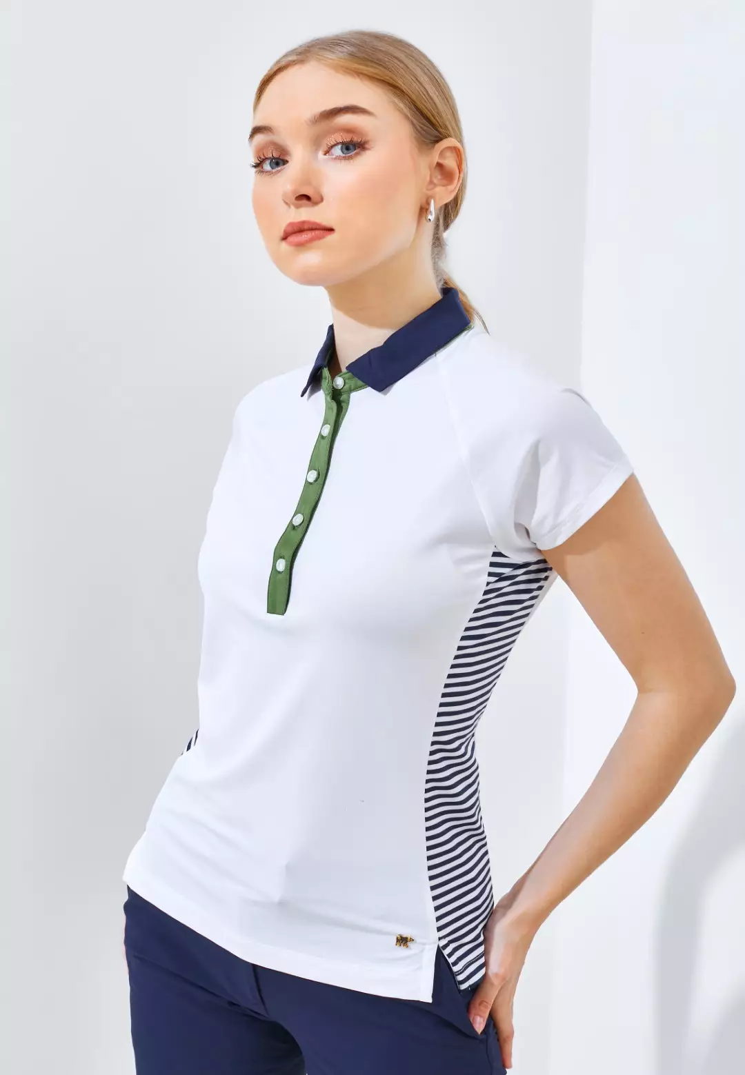 Jack Nicklaus Citruswood Premium Side Stripe Polo Ladies Bright White