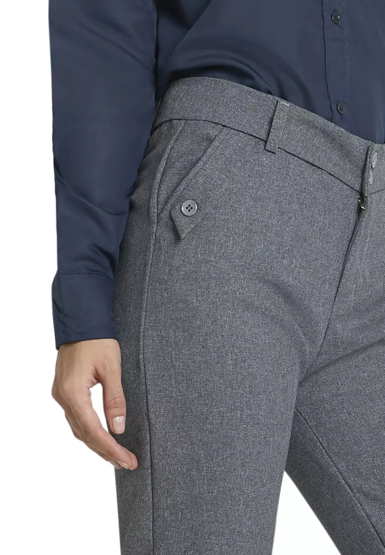 Fitzgerald Celana Kerja Motif Solid Trousers Bawahan Wanita Formal - Abu